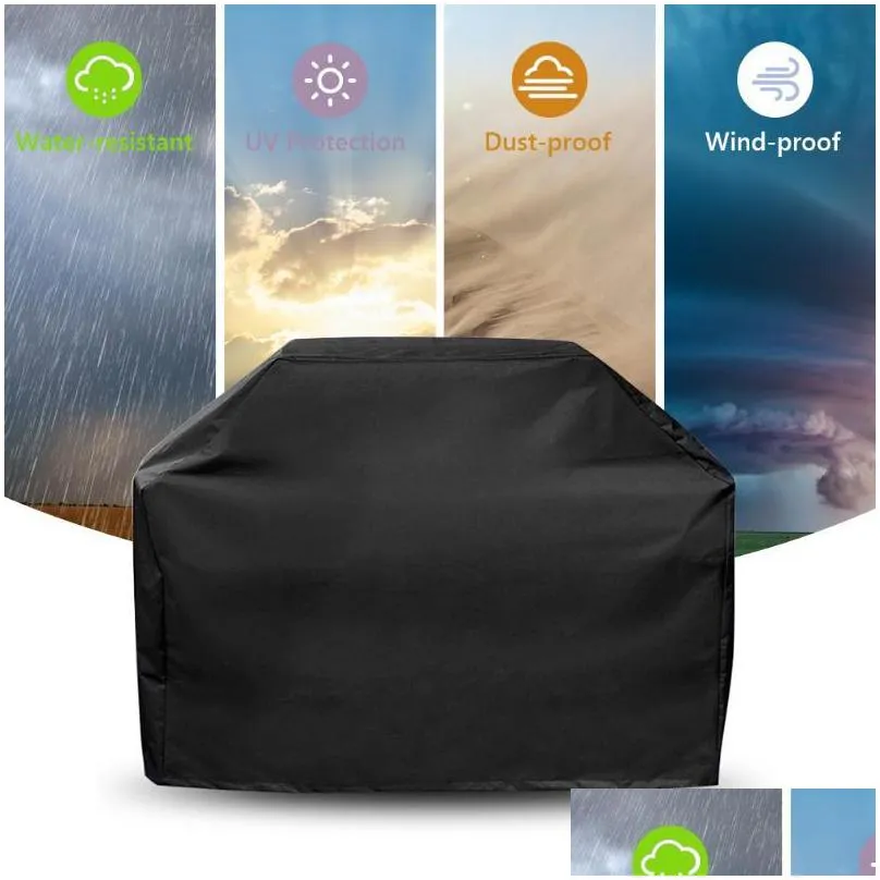 waterproof bbq heavy duty grill cover resistant electric rain protective barbeque anti charcoal dust round outdoor for garden tools 