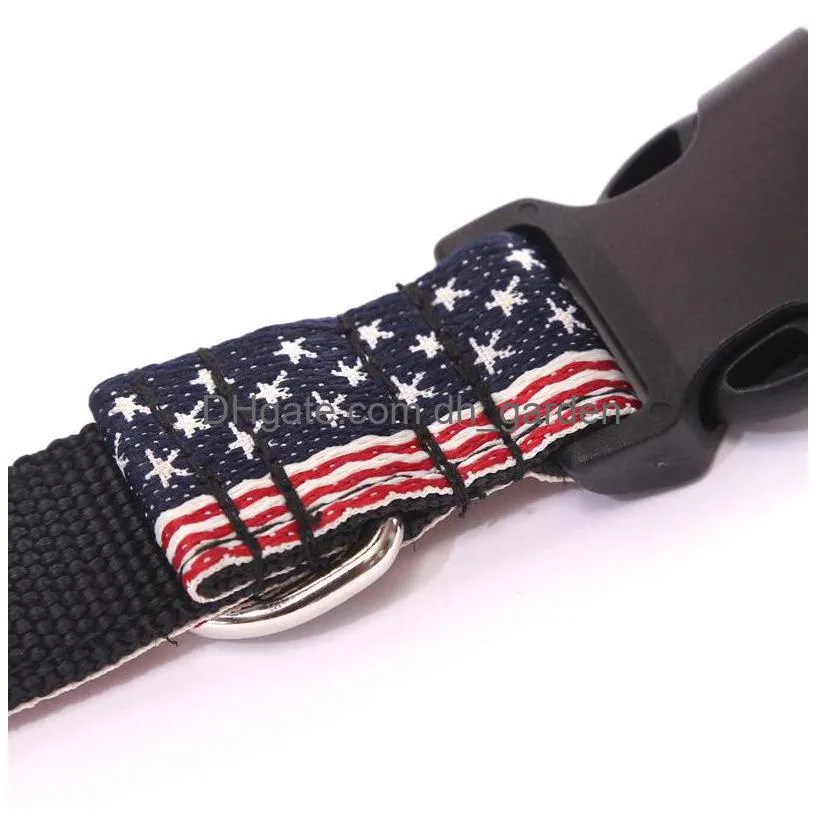 new fashion nylon dog collar american flag printing necklace for medium and large dog adjustable pet collar accessories