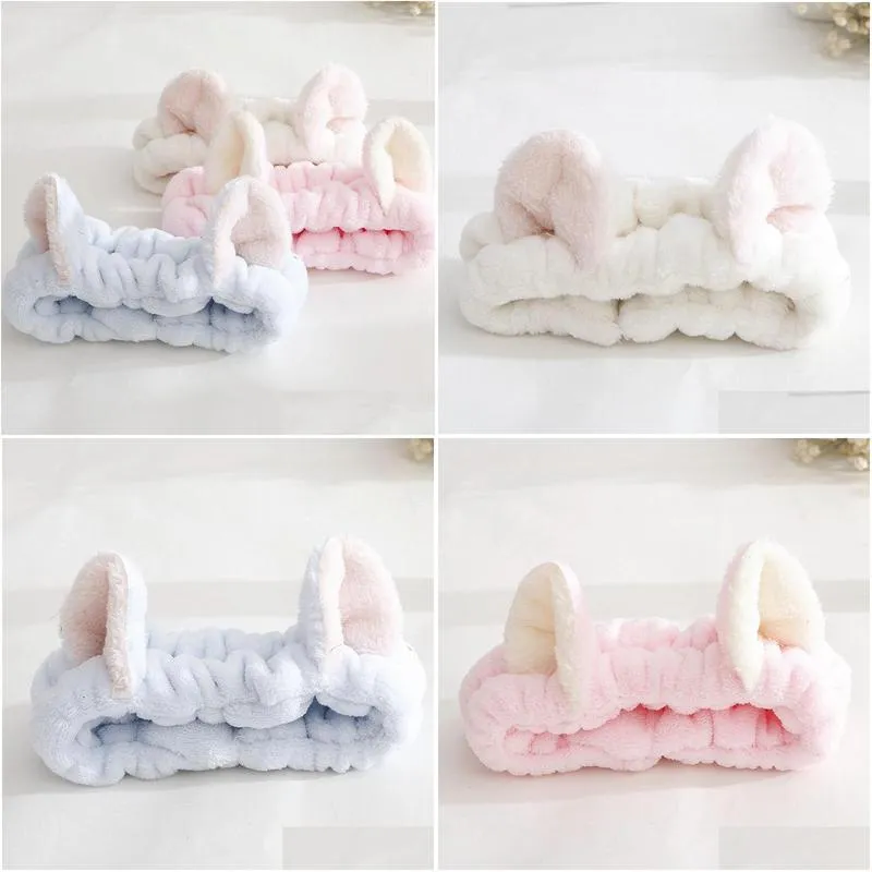 towel lovely elastic cat ears headband girls makeup face clean washing spa head ornaments for women towel