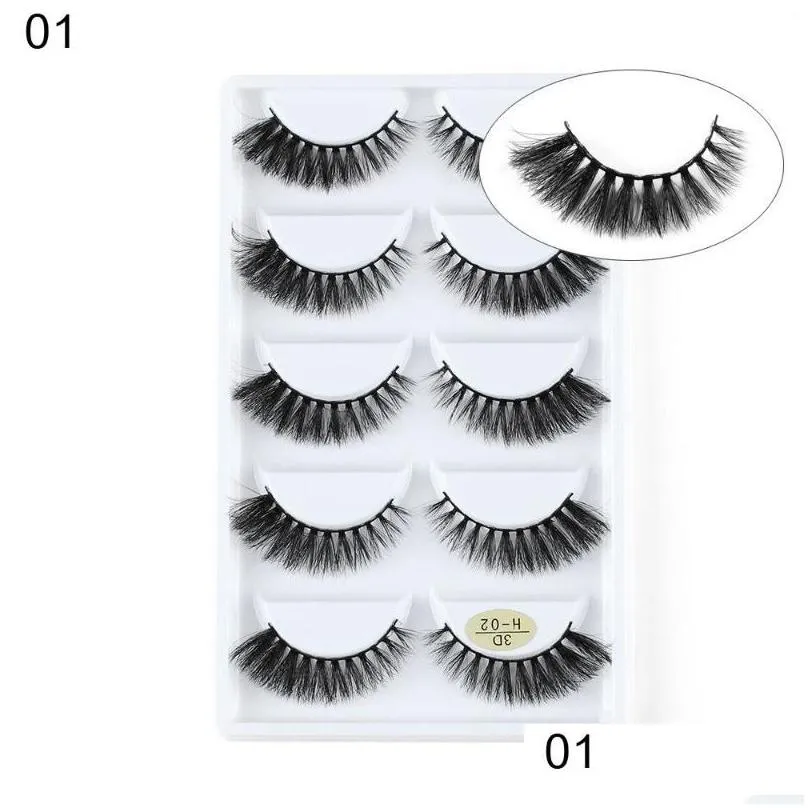 5 pairs 3d mink hair natural cross false eyelashes long messy makeup fake eye lashes extension women eye beauty tools dropship