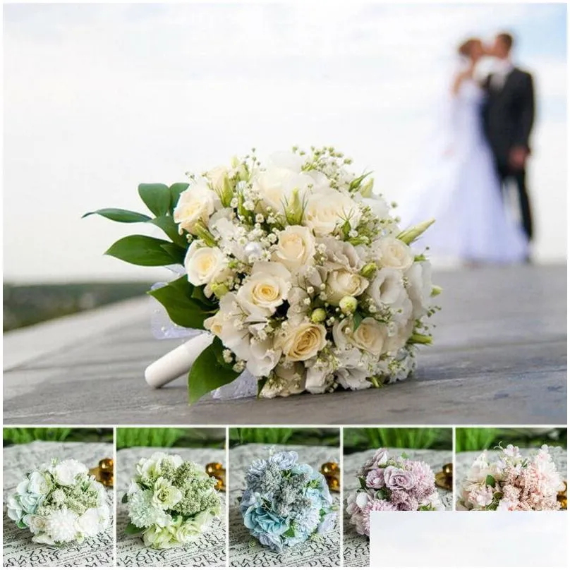 brand style artificial rose flower for wedding party home decor fake flowers bridal bouquet decorative wreaths