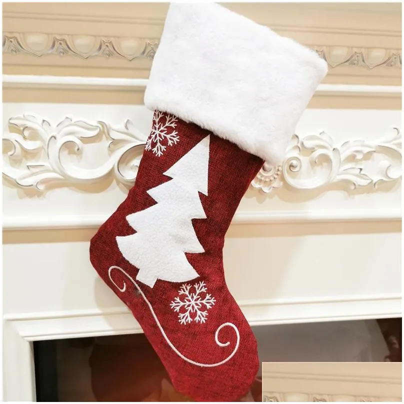 fashion christmas stockings decor christmas trees ornament party decorations santa snow elk design stocking candy socks bags xmas gifts bag