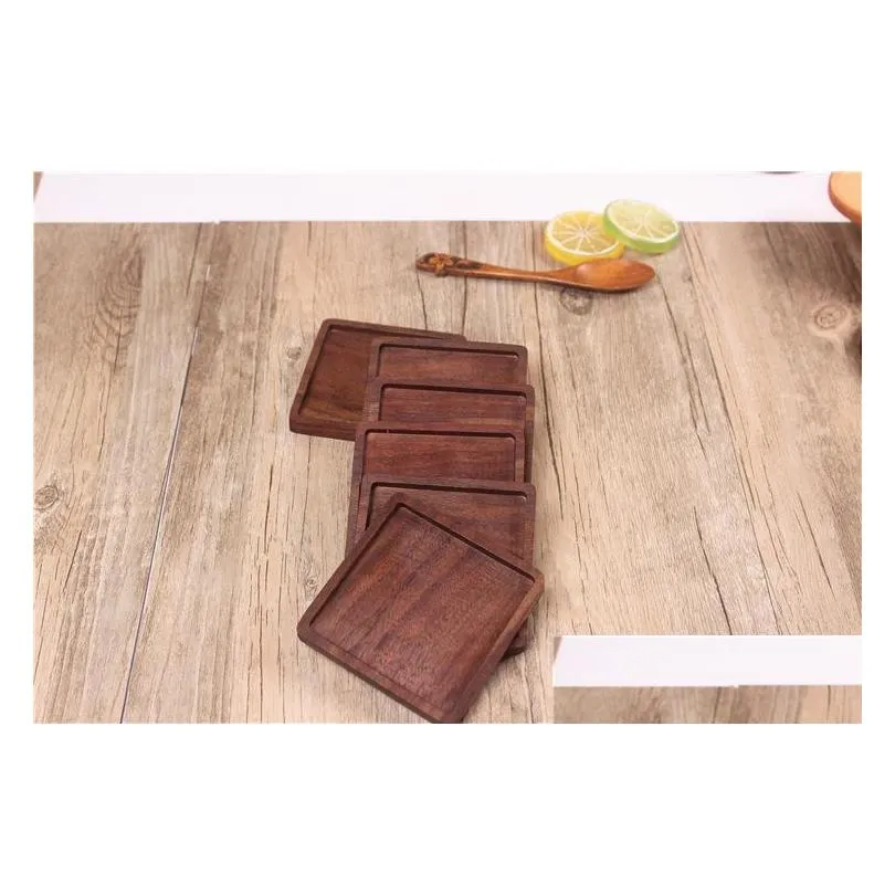 wooden coasters black walnut cup mat bowl pad coffee tea cup mats dinner plates kitchen home bar tools