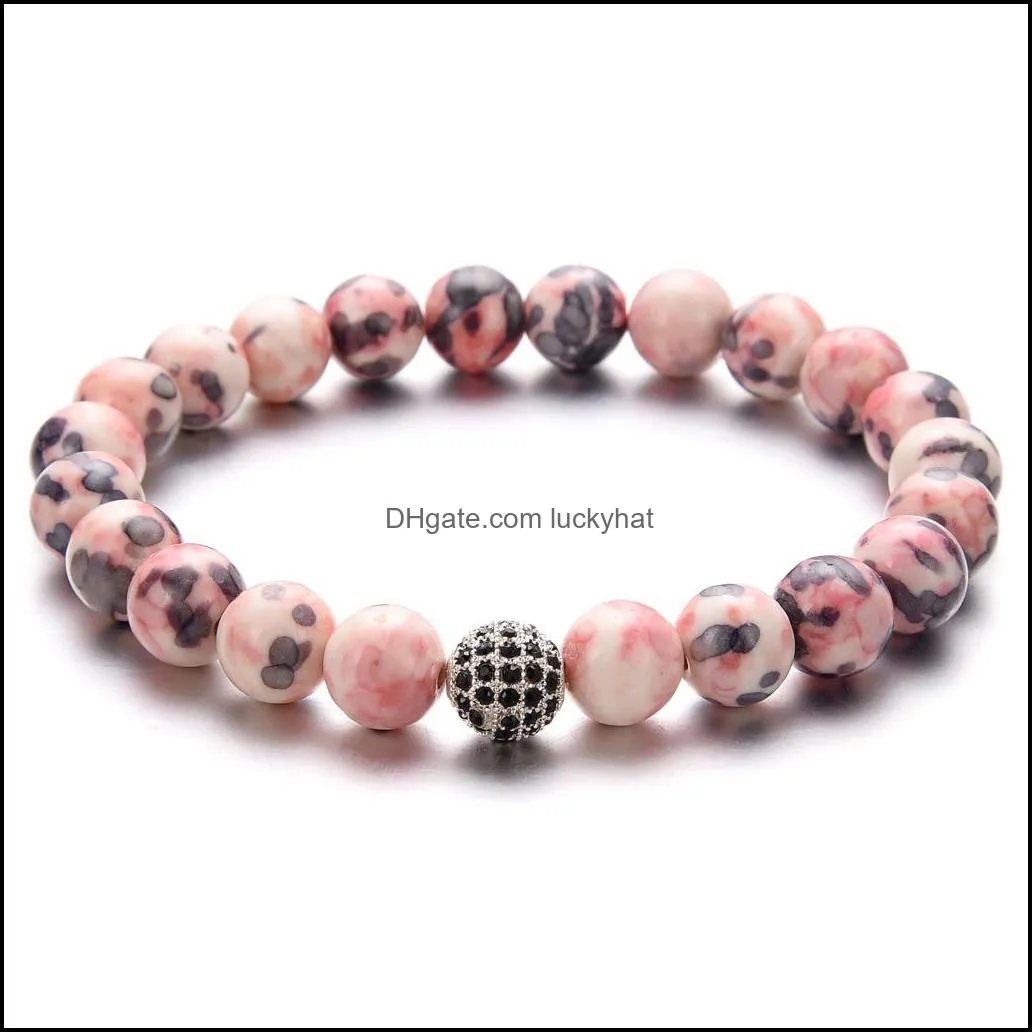 2018 new fashion 10pc/set narural stone cubic zicron beads bracelet for men women healling energy bracelet handmade jewelry