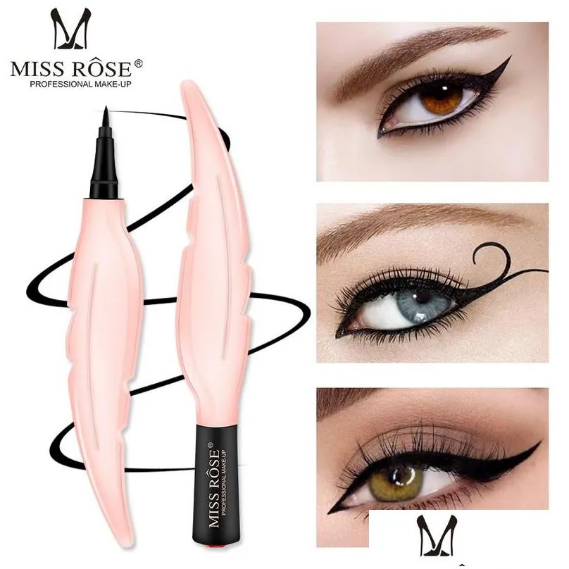 miss rose the eye liquid eyeliner fine liners no smudge feather waterproof sweat quick dry easy to wear makeup eye liner