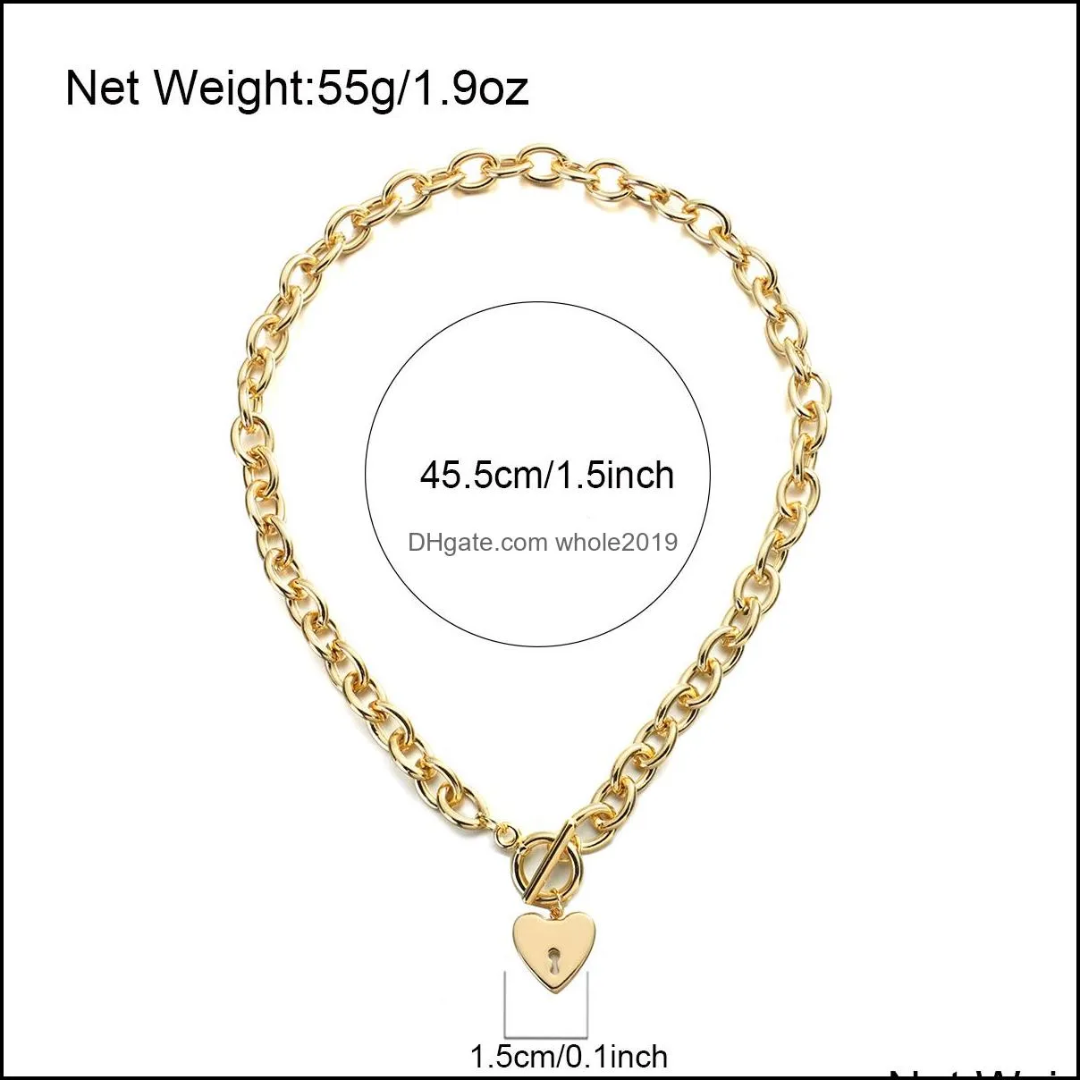 thick chain clasp gold color claps heart pendant necklaces for women minimalist choker necklace jewelry