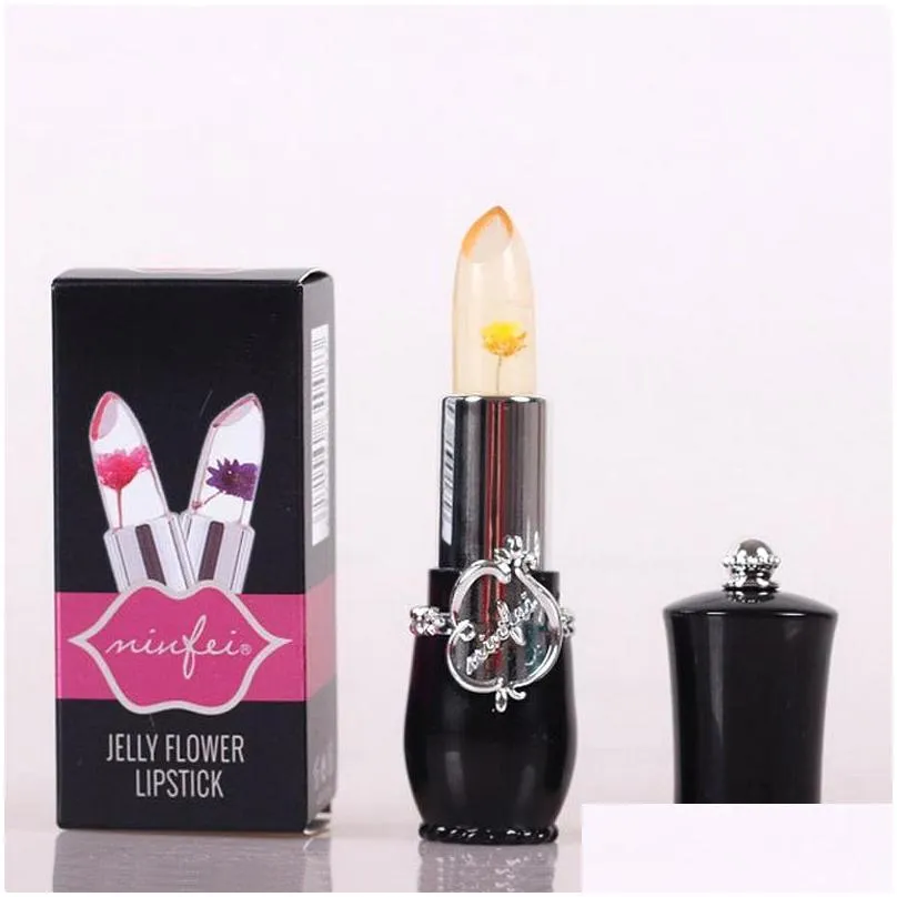 6pcs flower jelly lipstick nude lipsticks colors black tube moisturizer transparent color changing longlasting easy to wear makeup lipper