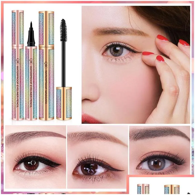 qic glossier mascara starry sky mascaras and eyeliner set waterproof lengthening thick smooth black eyeliner pencil cosmetic makeup