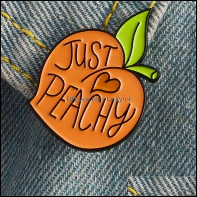 miss zoe cartoon peach enamel pin fruit peachy badge brooch lapel pin for denim coat shirt bag cute jewelry gift for girl friend 938
