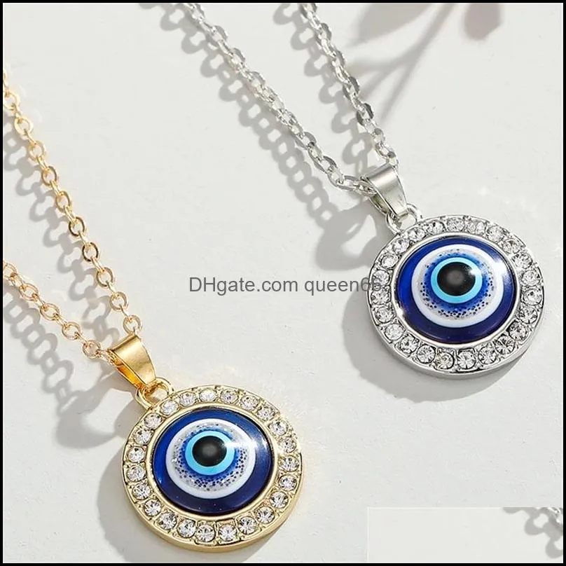 turkish crystal evil eyes pendant necklace for womens jewelry gold color clavicle chains necklaces habqq huqzm 718 q2