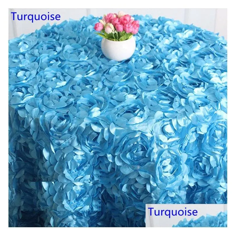 various colours round table cloth rosette embroider table cover 3d rose flower design for wedding party el