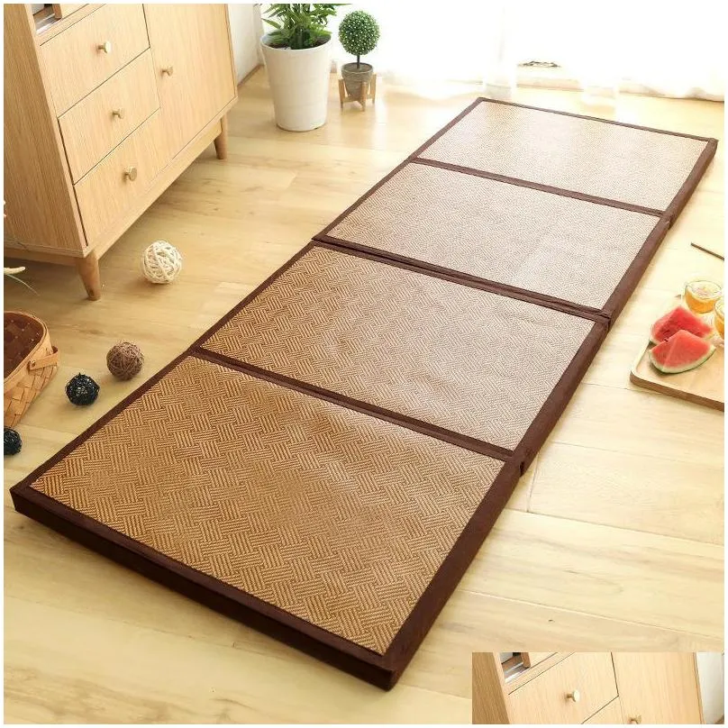 carpets japanese traditional folding mat thick tatami rattan sleeping pad summer student child kindergarten nap floor bedroom