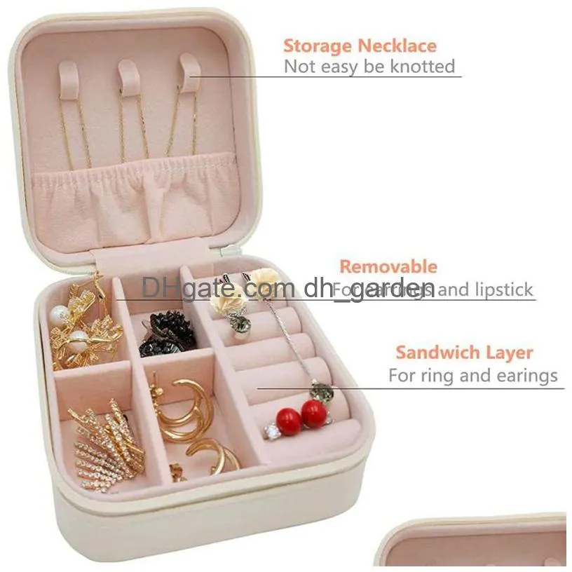 jewelry box portable travel storage boxes organizer pu leather display cases for necklace earrings ring jewellery holder case
