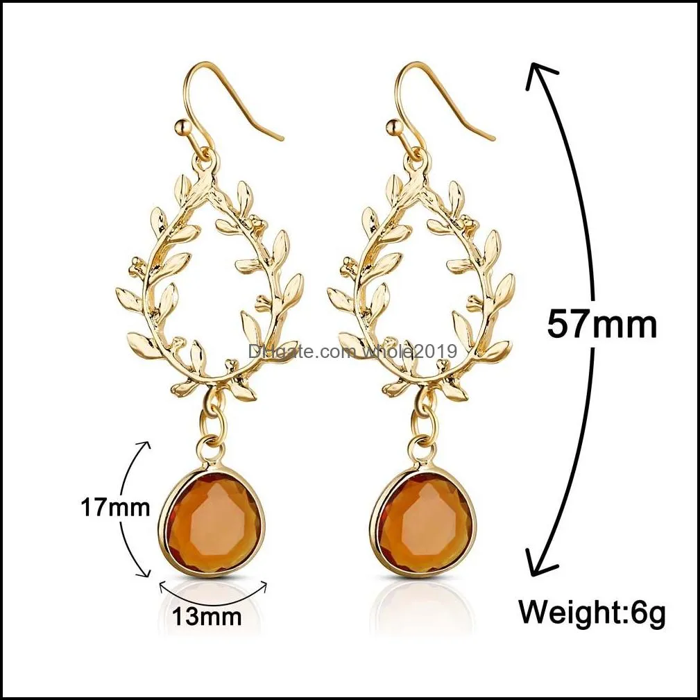 new fashion olive leaf dangle earring for women gold plating tree branches hook earring fashion wedding jewelry gift 2019