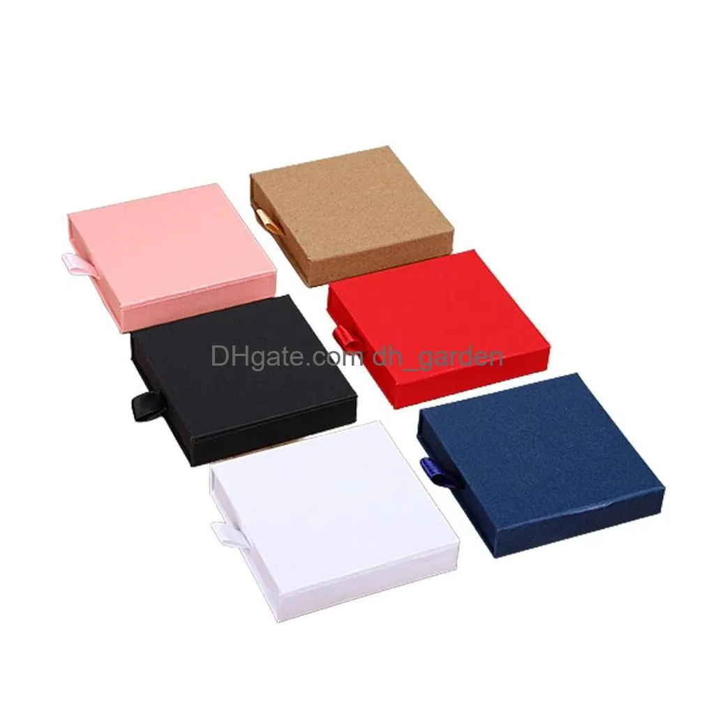 kraft jewelry box gift cardboard boxes for ring necklace earring womens jewelry gifts packaging with sponge inside