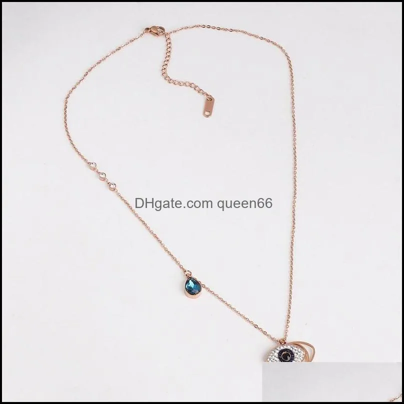 turkish crystal evil eye pendant necklace women gold color jewelry sweater chains bijoux party wholesale