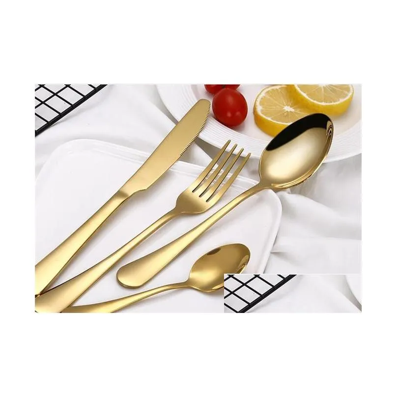 stylish flatware sets 8 colors creative cutlery fork knife spoon teaspoon dinnerware set for wedding parties