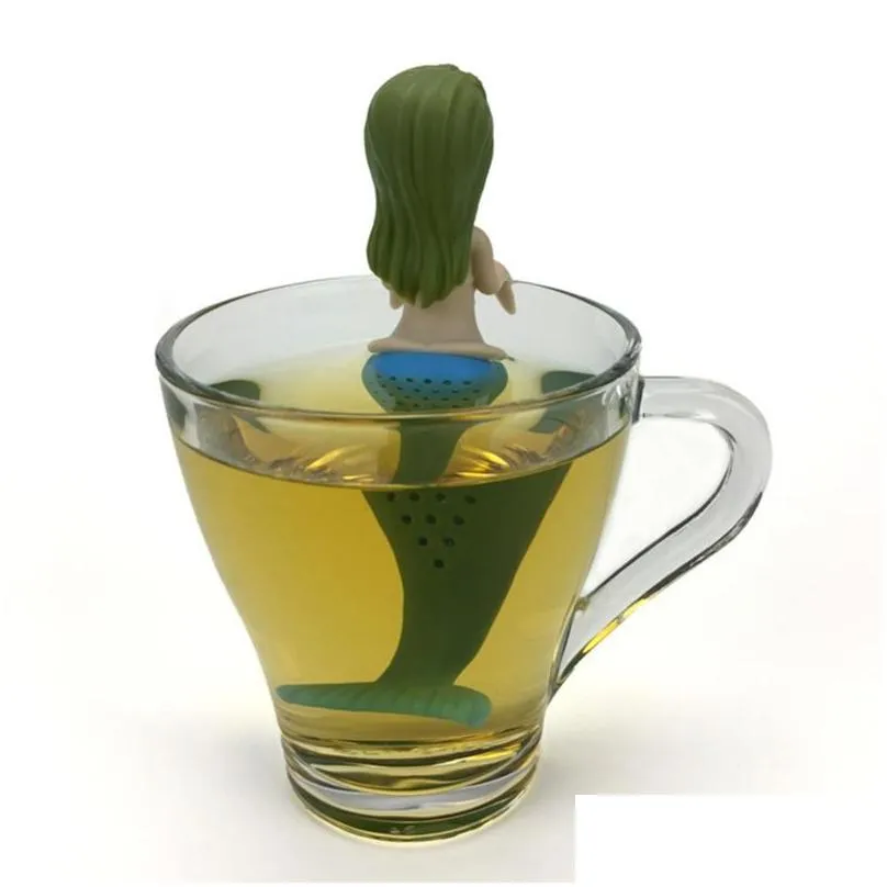  arrivel mermaid tea infuser silicone tea strainer teapot filter tea bags drinkware tool