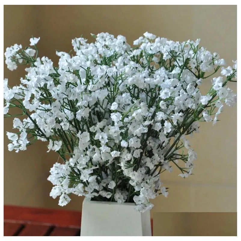 elegant artificial babysbreath flowers artificial white gypsophila fake silk flower plant home wedding party home decorationfp1032