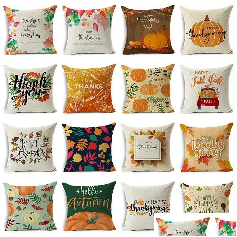 48 styles happy thanksgiving day pillow case fall decor linen give thanks sofa throw home car cushion covers