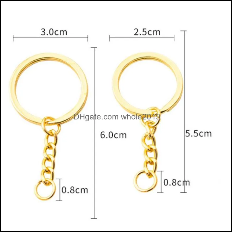 25mm 30mm metal gold plated key rings holder keychains fit handmade toy pendant jewelry fashion accessories