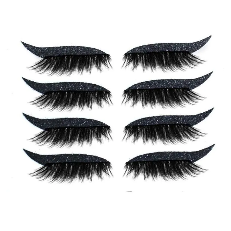 false eyelashes 4pairs glitter eyeliner eyelash sticker waterproof reusable stickers double eyelid tape cat eye makeup