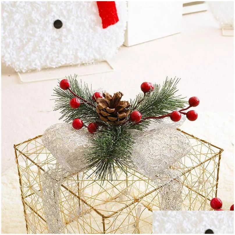 christmas decorations 3pcs/set decoration gift box tree ornaments luminous iron art home outdoor mall