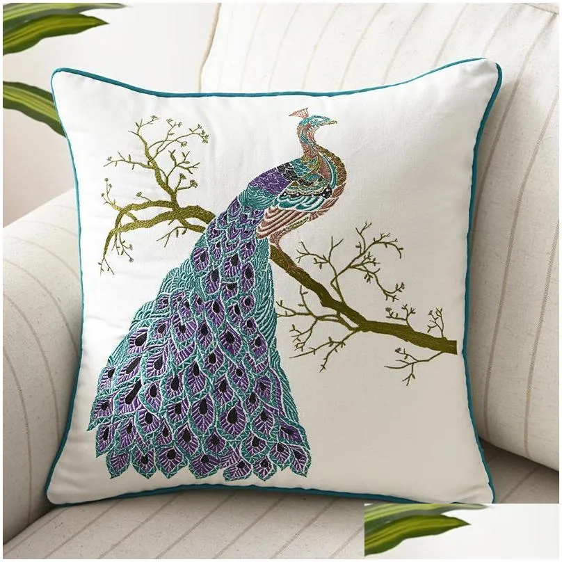 cushion/decorative pillow butterfly peacock embroidery cushion cover 45x45cm floral country style cotton home decoration for living
