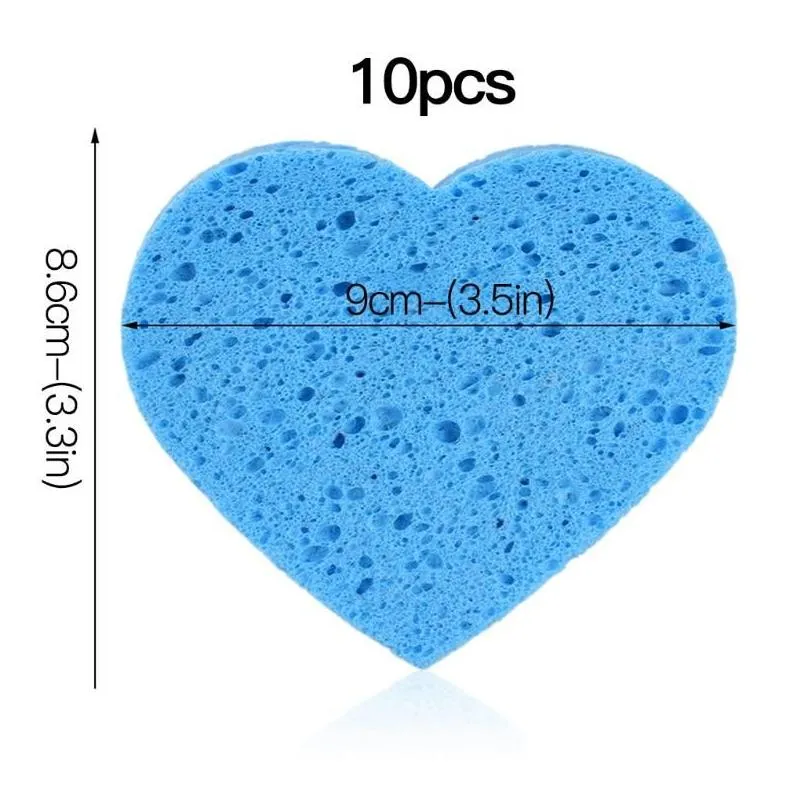 makeup sponges 10pcs face heartshaped remover tools natural sponge cellulose compress cosmetic puff facial washing