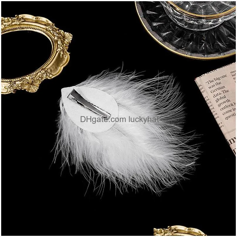 fashion jewelry pearls branch white feather hairpin wedding dress photo headpiece feather barrette