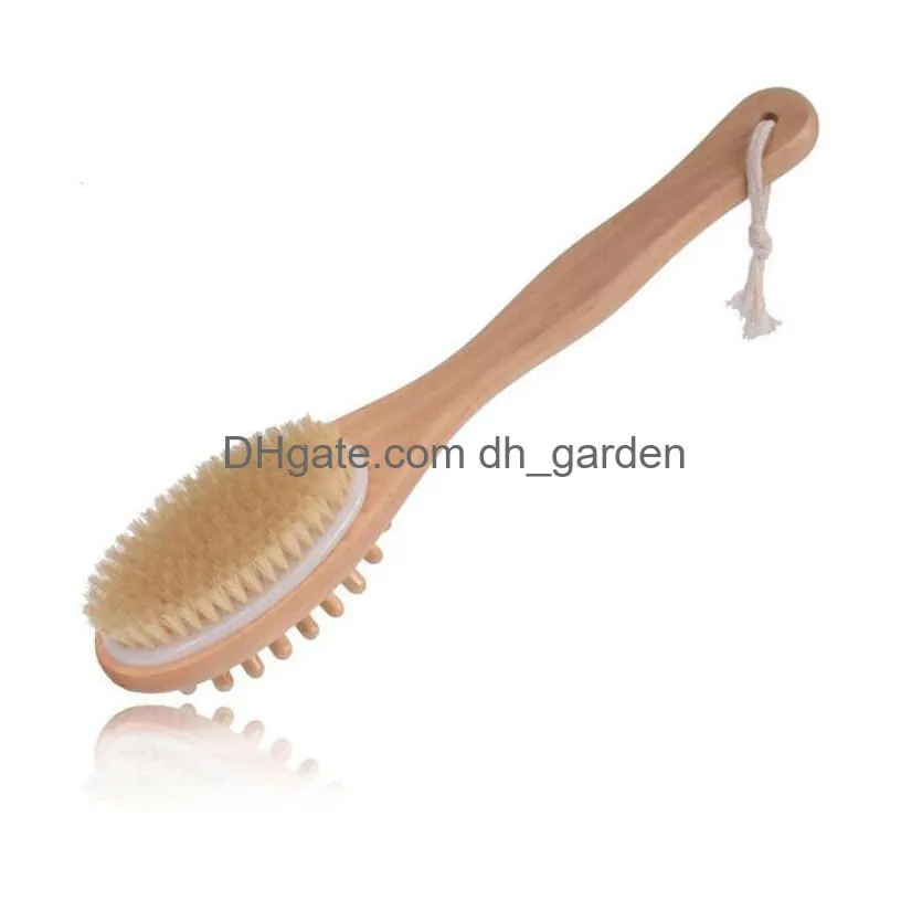 natural boar bristle wooden massage bath brushes back brush with long handle exfoliate skin brushes t2i53410