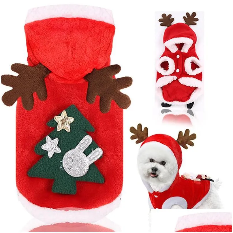 dog apparel coral fleece christmas teacup puppy clothes soft pet dog hoodies sweater for dogs cute pitbull