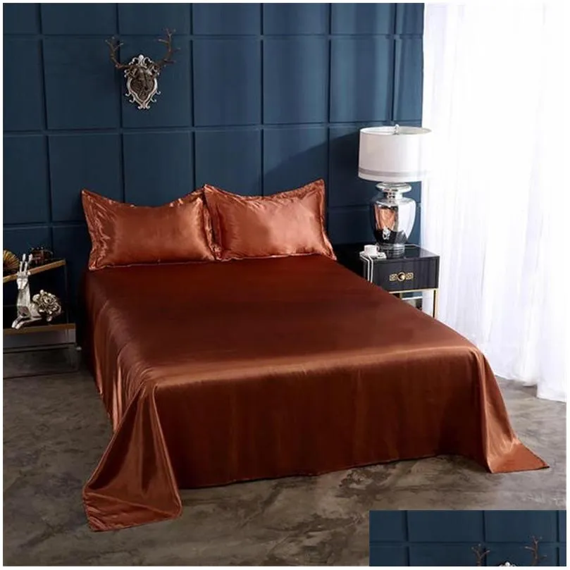 sheets sets 18 colors luxury satin silk flat bed sheet set single queen size king bedspread cover linen double full sexy