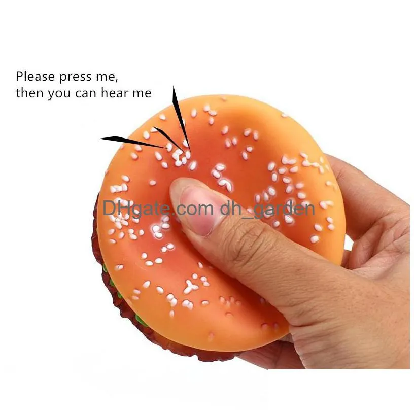 simulation hamburger shaped pet dog toys funny sound squeak chew toy for dogs cats training playing chewing toy