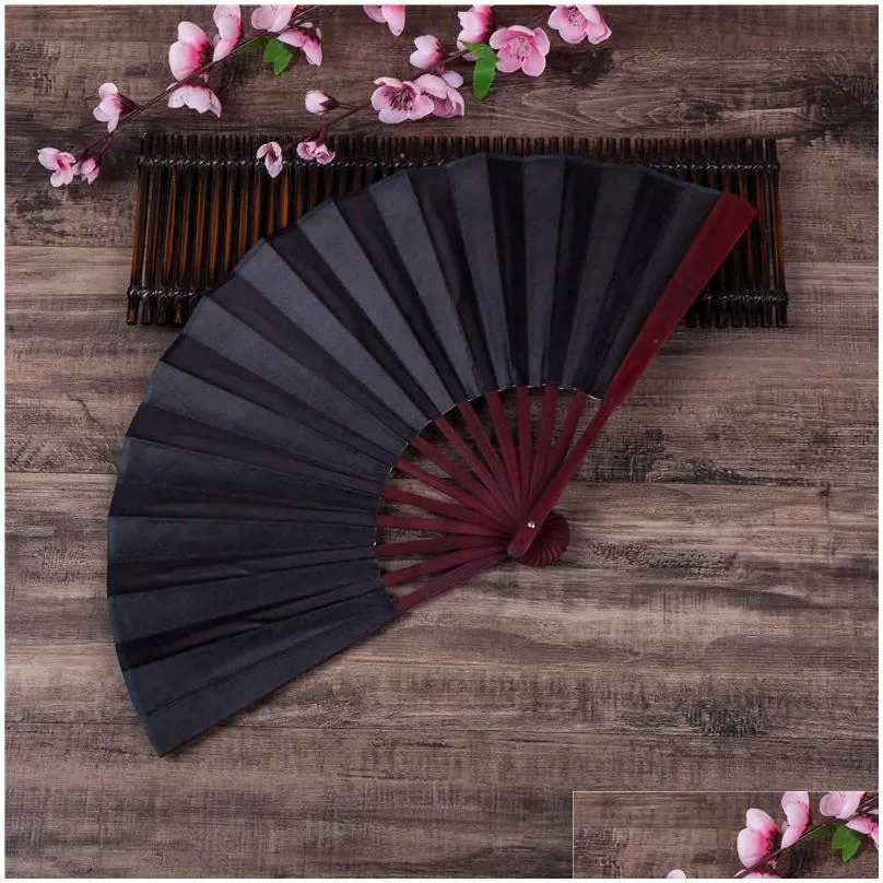 party favor bamboo large rave folding hand fan for men/women chinese japanese tai chi handheld performance decorations dan