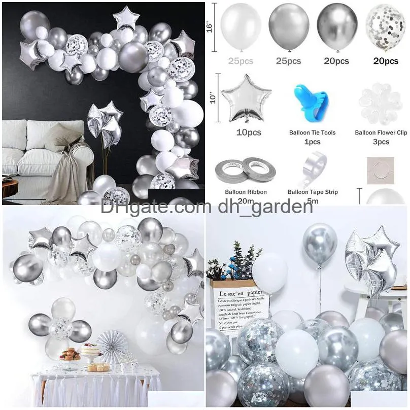 christmas party supplies metal silver chain classic series balloon set birthday decoration