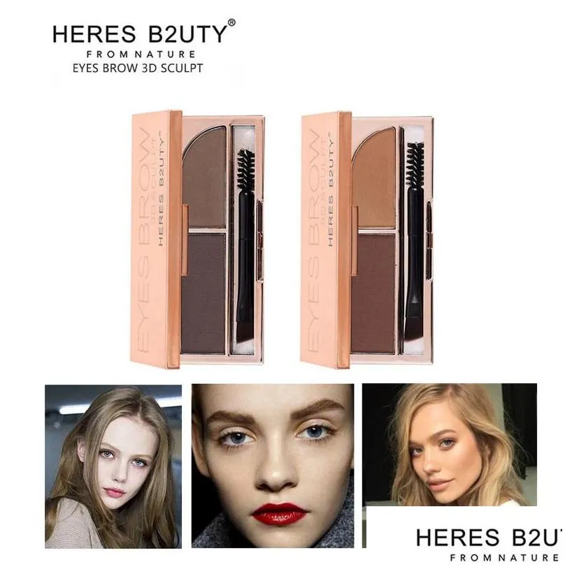 heres b2uty 3d sculpt eyebrow powder two color combination double head eyerbow brush longlasting natural easy to wear eyebrow makeup