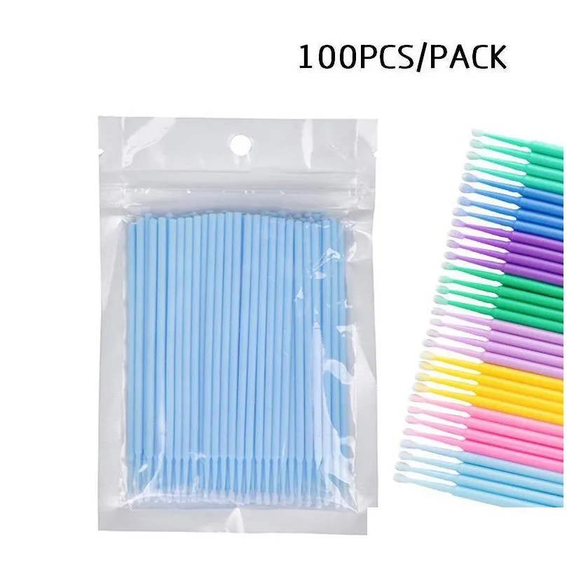 false eyelashes 100pcs/bag disposable microbrush extension individual lash removing swab micro brush for eyelash tools