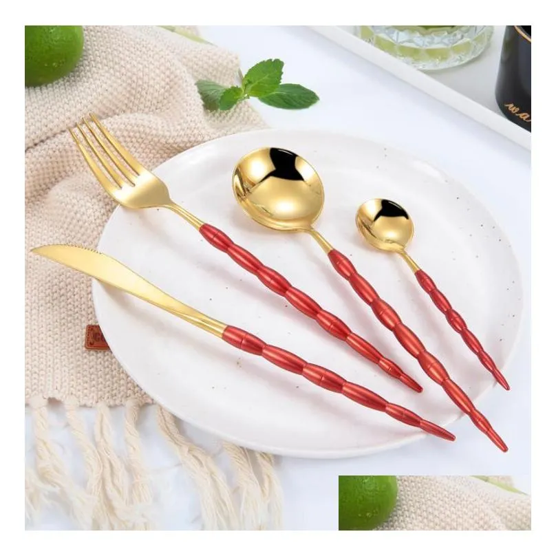 high grade portugal flatware set 4pecies creative handle cutlery set stainless steel dinnerware set for festival party wedding