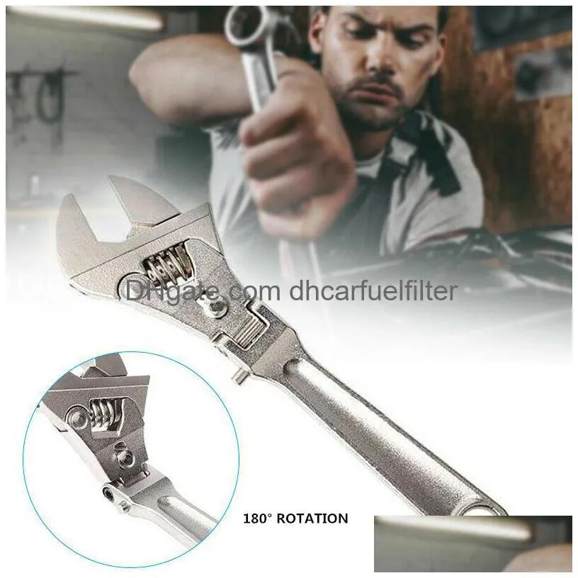  8/10 inch adjustable ratchet wrench folding handle dualpurpose pipe wrench spanner key hand tool