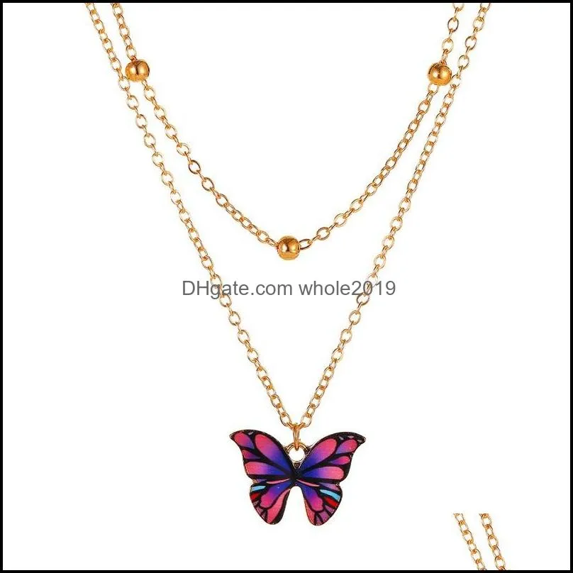 vintage multilayer pendant butterfly necklace for women butterflies charm choker necklaces boho fashion jewelry gift