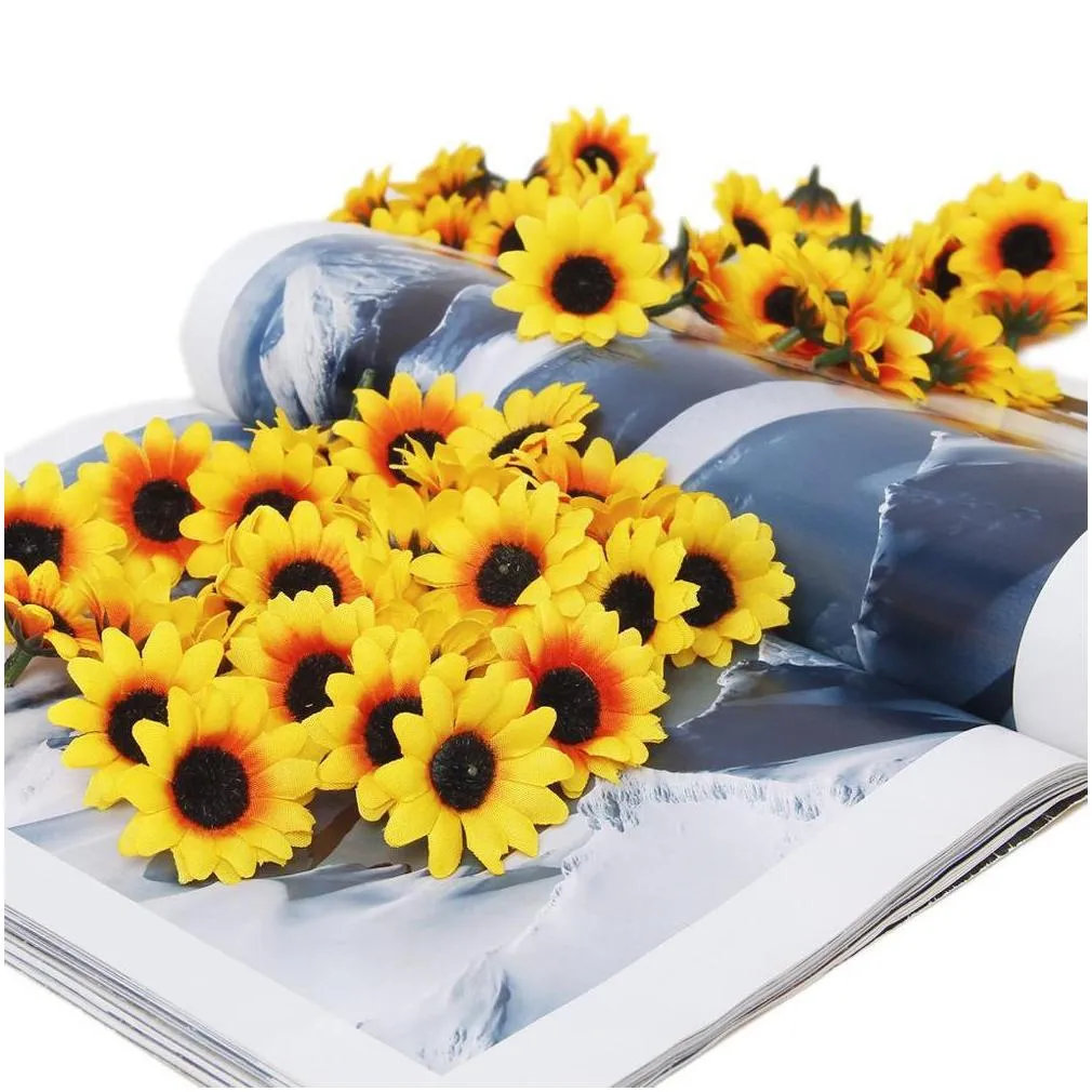 lifelike artificial plastic sunflower heads home party decorations props decoration flowers yellow