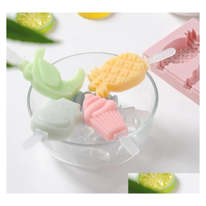 12 designs silicone ice cream molds homemade diy popsicle molds ice cream maker trays fridge frozen holder mould kids ice cream tools