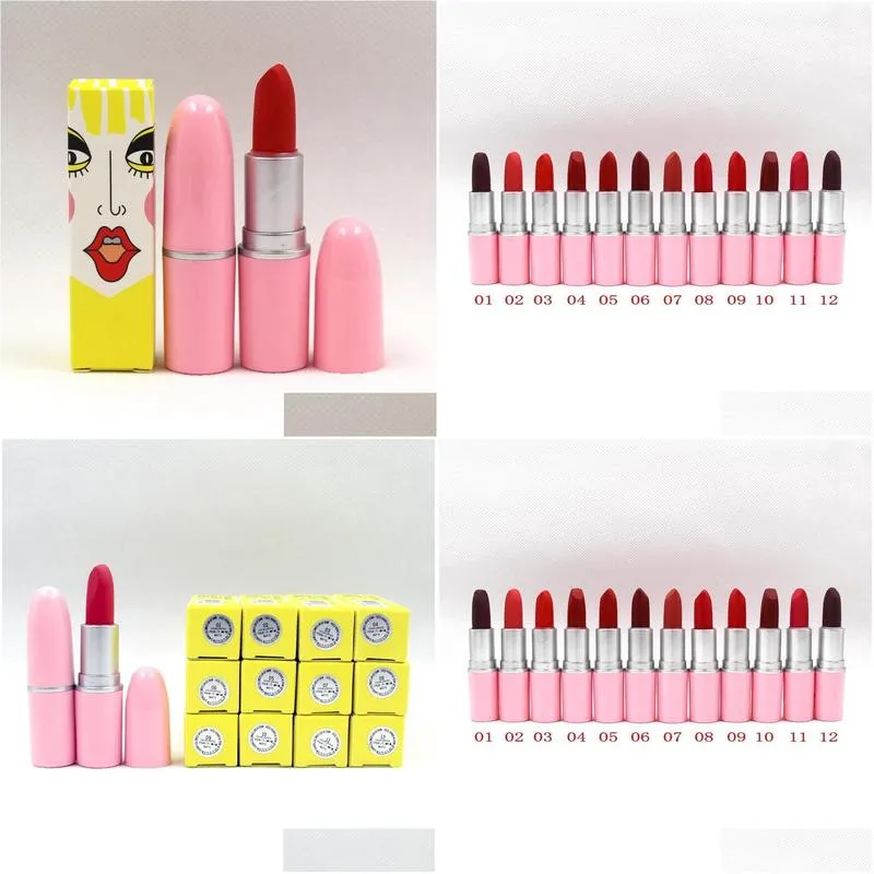 pink lip stick matte lipsticks colorsnatural easy to wear long last 12 colors lips makeup