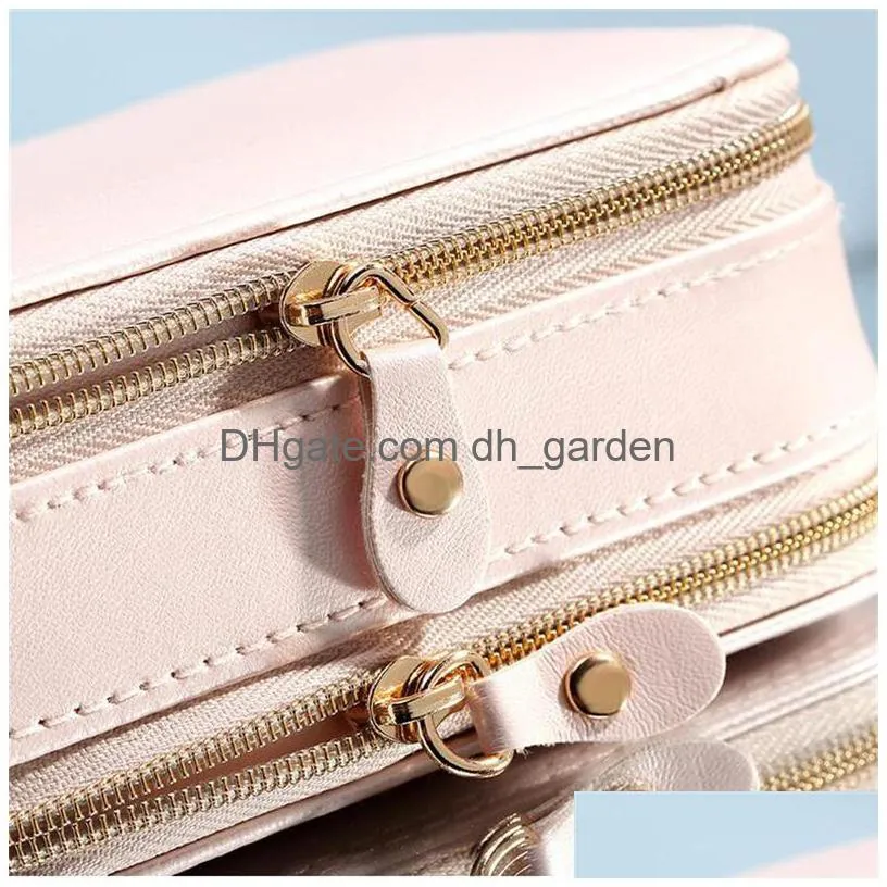 travel jewelry case small jewelry box pu leather portable storage organizer double zipper display boxes for rings earrings bracelets