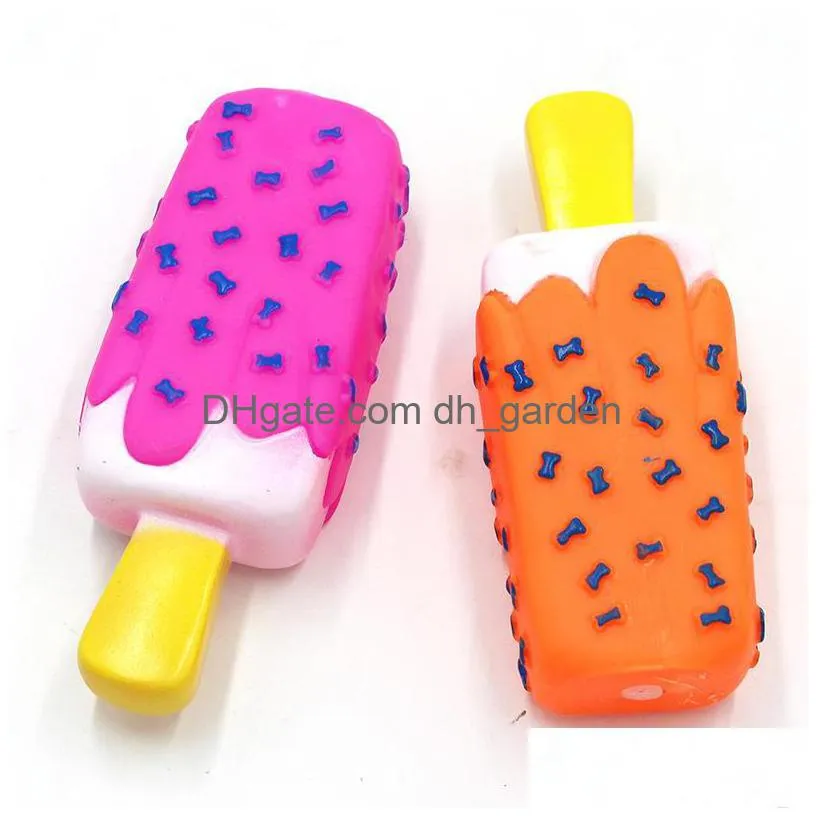 pet dog toy chew squeaky rubber popsicle shaped toys for cat puppy small dogs ice cream bite molar funny interactive toy