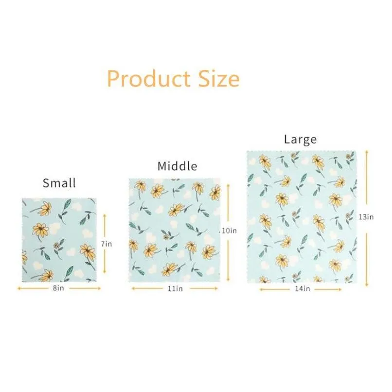 3pcs/set zero waste food reusable wrap sustainable plastic beeswax food wraps snack fruit packaging kitchen food  keeping