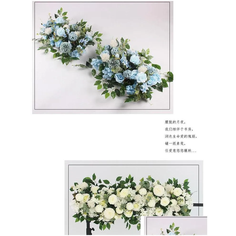 party decoration 50cm diy artificial flower row acanthosphere eucalyptus wedding home background decor flowers rose peony hydrangea plant