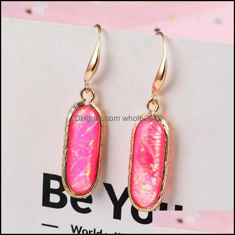 hot sell colorful glass crystal pendant dangle earring for women unique design 18 color geometric hook earring fashion jewelry gift