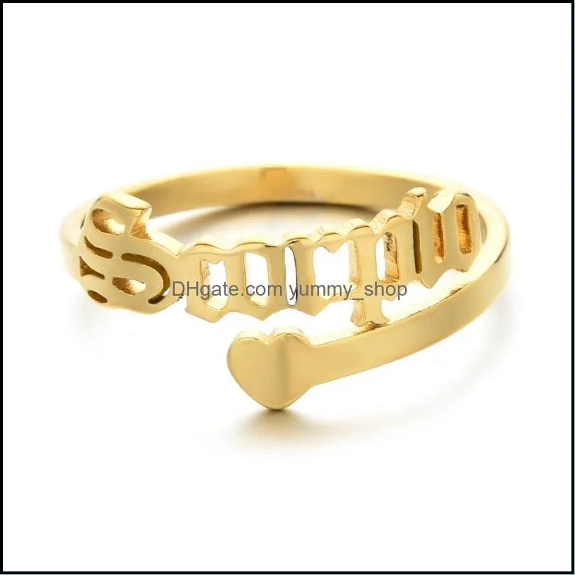 adjustable heart stainless steel rings 12 constellations letter ring for woman opening wedding zodiac finger ring birthday jewelry